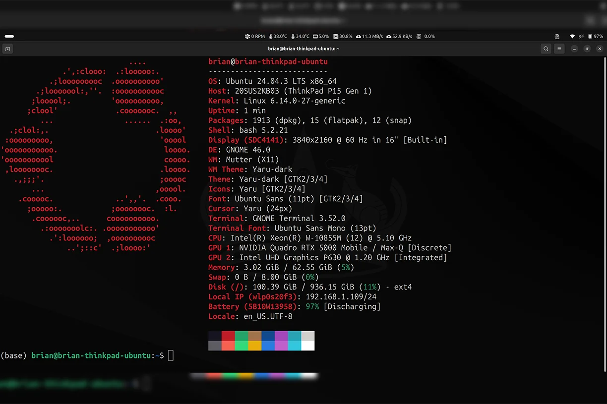 Ubuntu Fast Fetch on ThinkPad P15